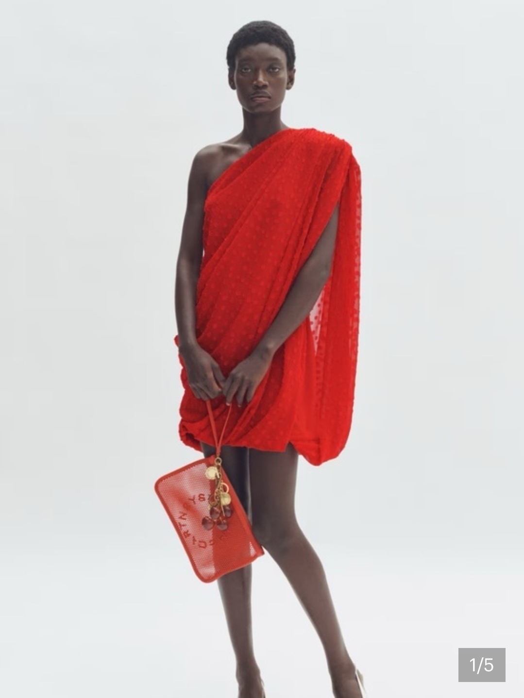 Stella Mccartney & H&M Red One-Shoulder Draped Mini Dress Large